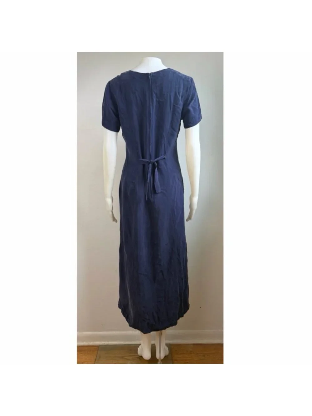 Vintage Dark Blue Dress & Top Set Size Small 90s Bember Rayon Co Ord Oufit Set